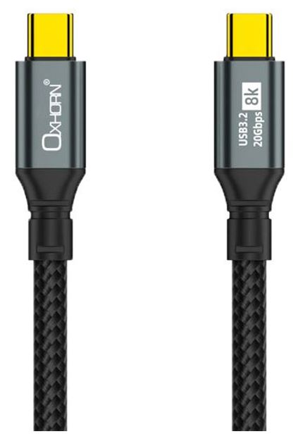Oxhorn USB 3.2 Gen 2×2 2m USB-C to USB-C 20Gbps 8K@60Hz 20V 100W E-Marker Chip Black fast charging & Video cable Laptop Phones Tablet USB-C Device Oxhorn USB 3.2 Gen 2×2 2m USB-C to USB-C 20Gbps 8K@60Hz 20V 100W E-Marker Chip Black fast charging & Video cable Laptop Phones Tablet USB-C Device